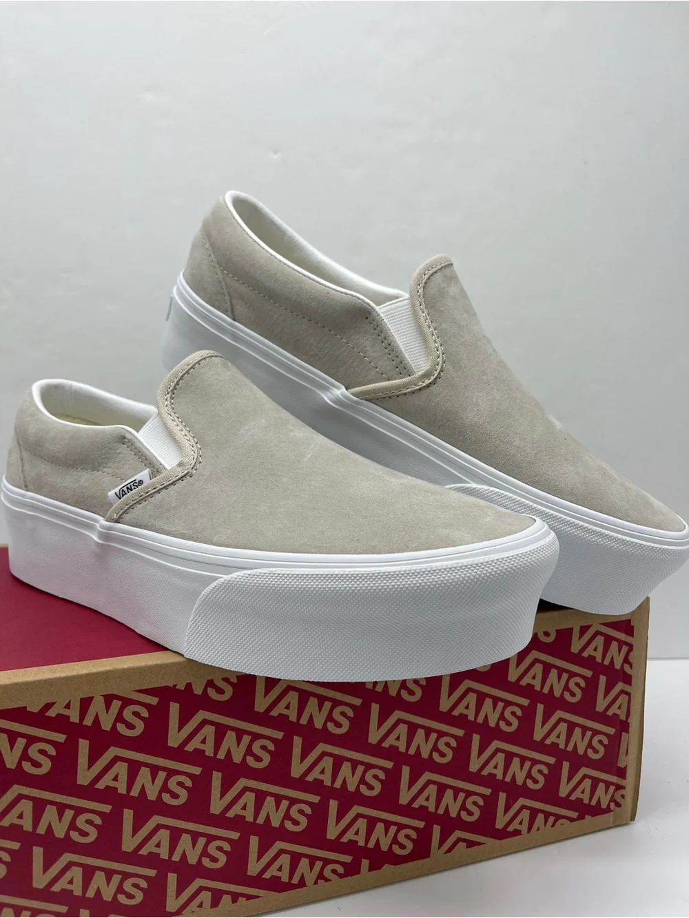 Vans Classic Slip-On Stackform NUBUCK OATMEAL VN000E8C2N1 Platform Sneakers